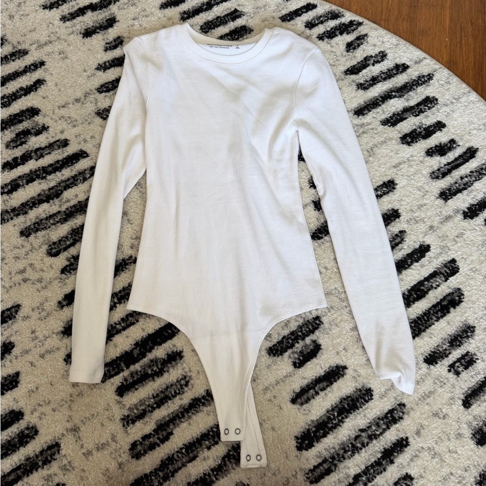 Abercrombie & Fitch Soft Essentials Crew Neck Bodysuit White